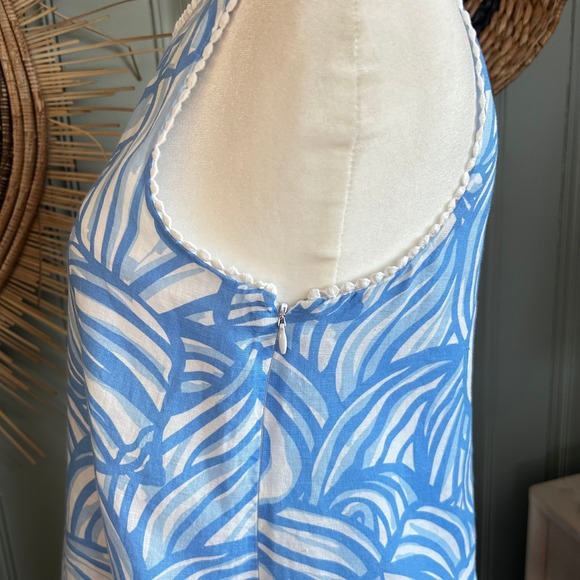 Vineyard Vines Nautilus Shell Swing Dress Blue White Linen Size M Lined - Picture 13 of 15